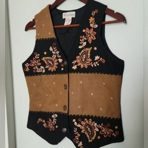 80's Western Paisley Embroidered Wool Vest by Classique Collections